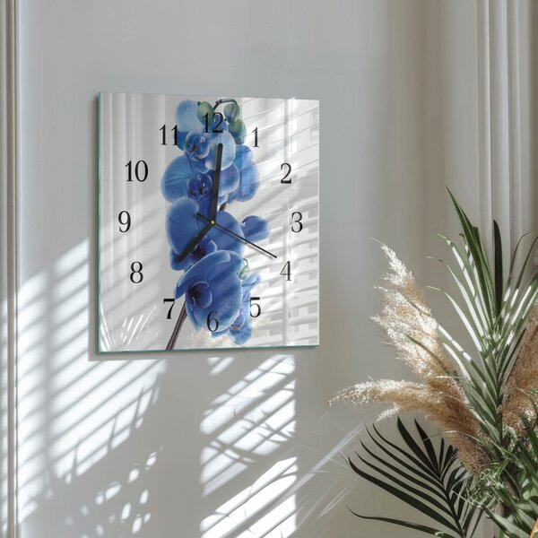 Skleněné hodiny na stěnu Orchidej zskc-30x30-00176385