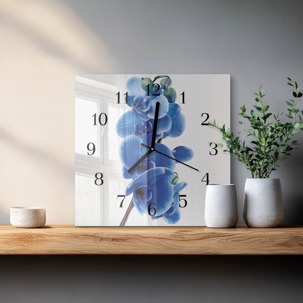 Skleněné hodiny na stěnu Orchidej zskc-30x30-00176385