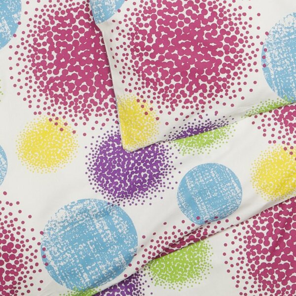 Povlečení KLASIK DESIGN bubbles růžovožlutozelená 140 x 200/70 x 90 cm