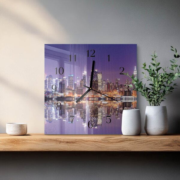 Skleněné hodiny na stěnu Město zskc-30x30-00176387