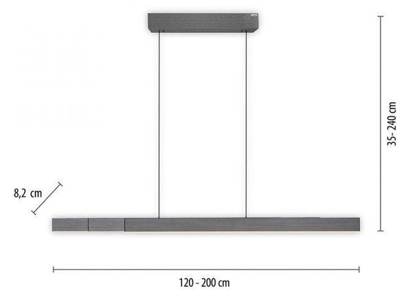 Paul Neuhaus LED závěsné svítidlo PURE-MOTO-RISE elektricky nastavitelná výška dotykový vypínač 2700-5000K platina, d.200cm