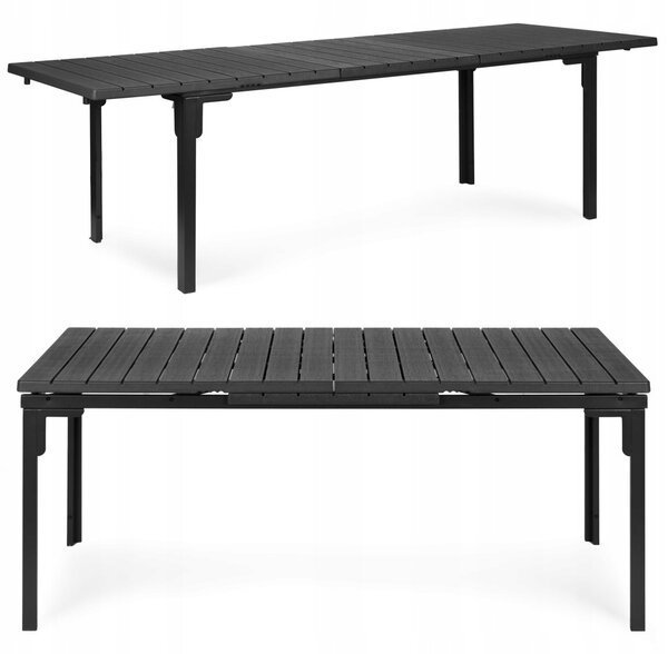 Rozkládací zahradní stůl 180-240 cm pro 12 os. ocel HDPE šedý MultiGarden