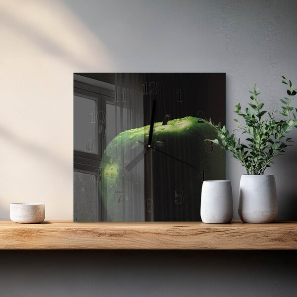 Skleněné hodiny na stěnu Jablko zskc-30x30-00176398