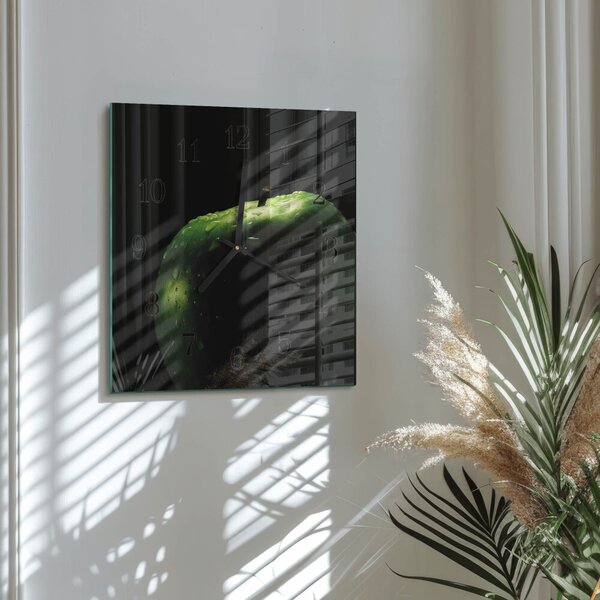 Skleněné hodiny na stěnu Jablko zskc-30x30-00176398