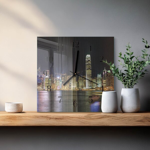 Skleněné hodiny na stěnu Horizont zskc-30x30-00176399