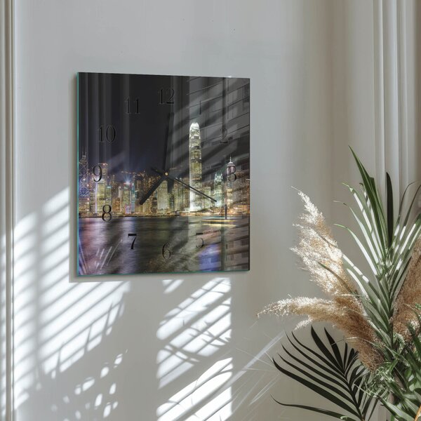 Skleněné hodiny na stěnu Horizont zskc-30x30-00176399