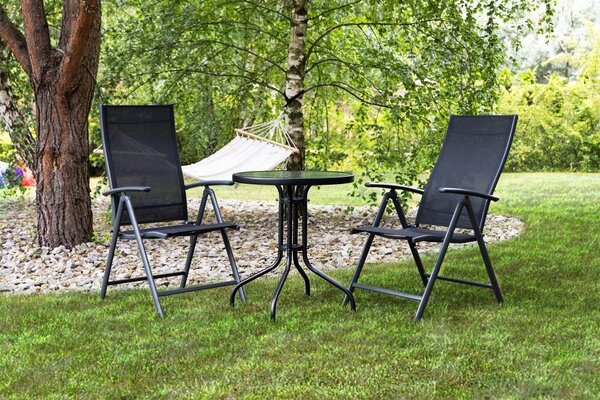 Zahradní stolek se skleněnou deskou MultiGarden SC-072 80 cm černý