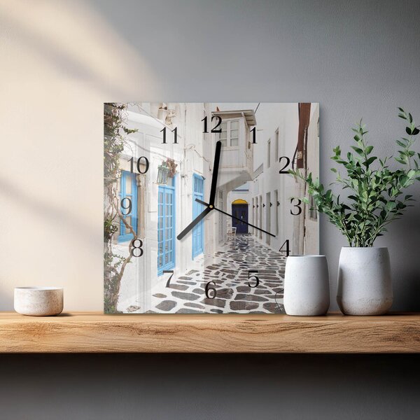 Skleněné hodiny na stěnu Santorini zskc-30x30-00176402