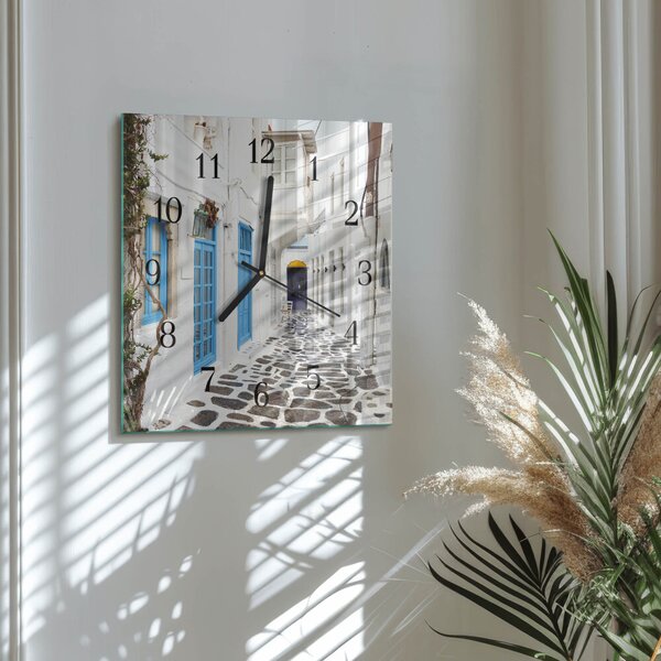 Skleněné hodiny na stěnu Santorini zskc-30x30-00176402