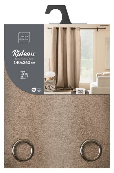 Světle hnědý závěs z materiálu bouclé 140x260 cm Winona – douceur d'intérieur