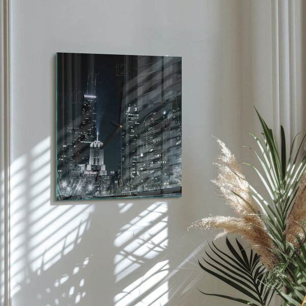 Skleněné hodiny na stěnu Město zskc-30x30-00176418