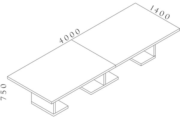 Jednací stůl Lineart 400 x 140 cm, jilm tmavý