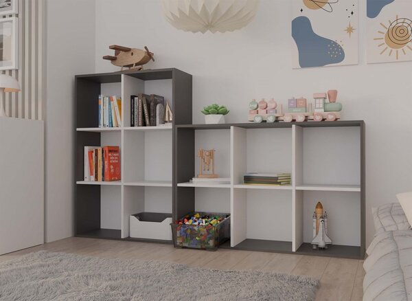 TP Living Regál Malax 2x3 110 cm antracit/bílý