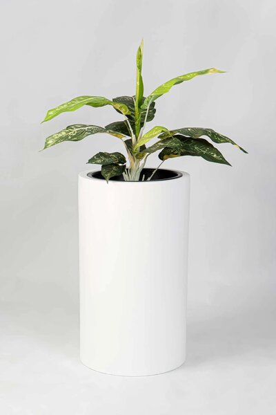 Kulatý květináč ESTRA, výška 60 cm, bílý mat, outlet