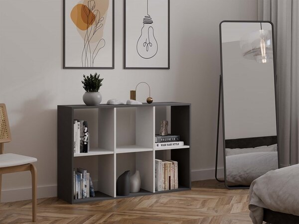 TP Living Regál Malax 2x3 110 cm antracit/bílý