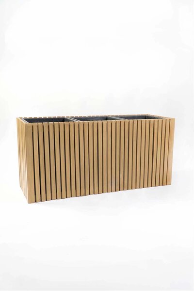 Dřevěný truhlík MAXI, s příčkami, akácie, šířka 84 cm, hnědá