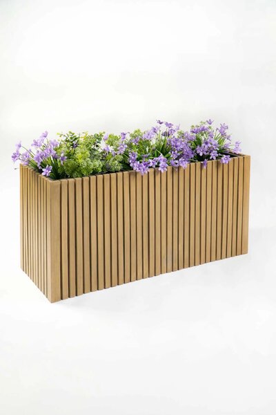Dřevěný truhlík MAXI, s příčkami, akácie, šířka 84 cm, hnědá
