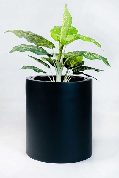 Kulatý květináč ESTRA, výška 40 cm, černý