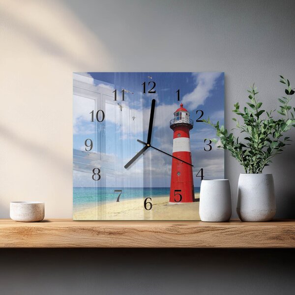 Skleněné hodiny na stěnu Maják zskc-30x30-00176457