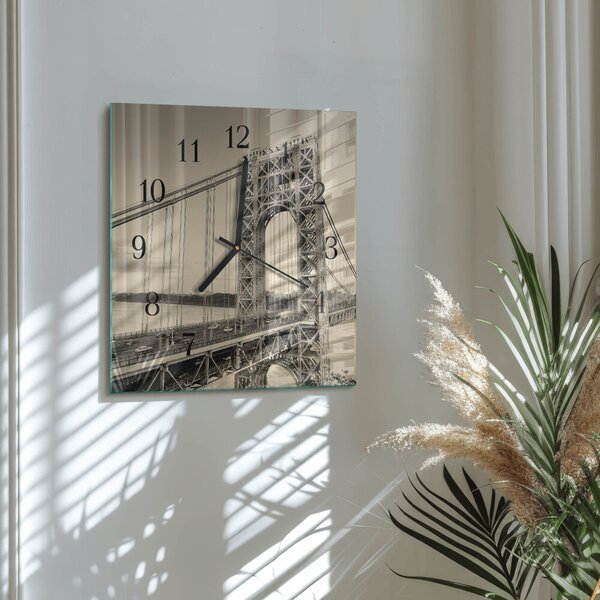 Skleněné hodiny na stěnu Zlatá brána zskc-30x30-00176468