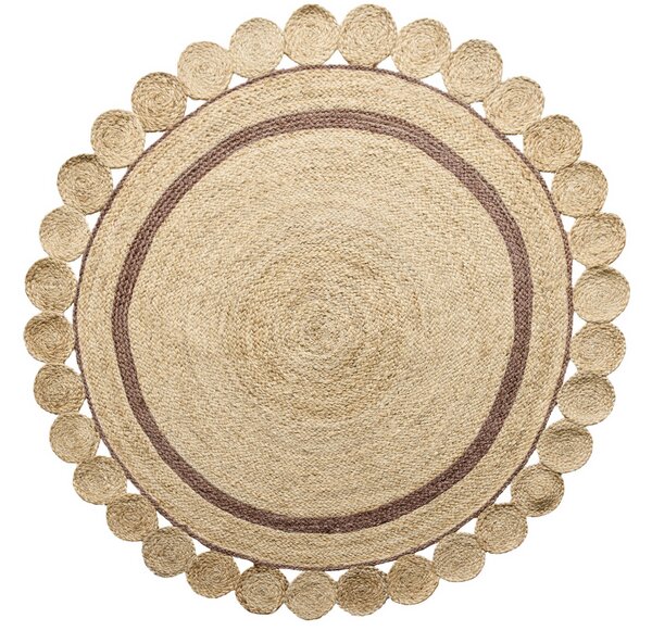 Diamond Carpets India, Ručně vázaný kusový koberec Ora J-28 Natural kruh, 120x120 (průměr) kruh, béžová, chodba / předsíň