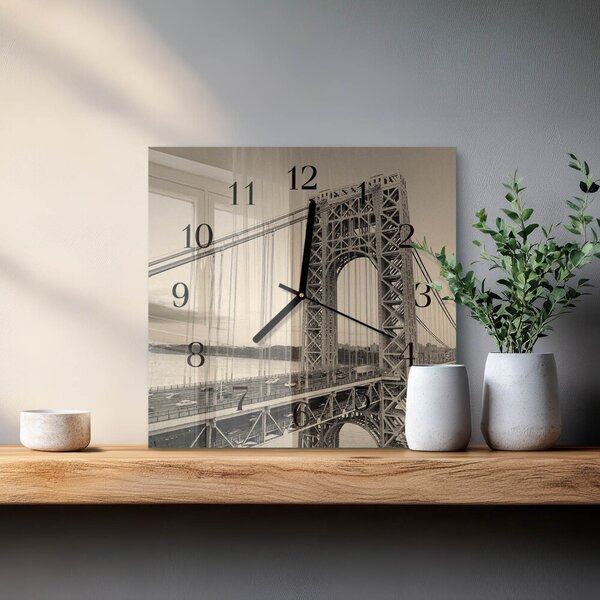 Skleněné hodiny na stěnu Zlatá brána zskc-30x30-00176468