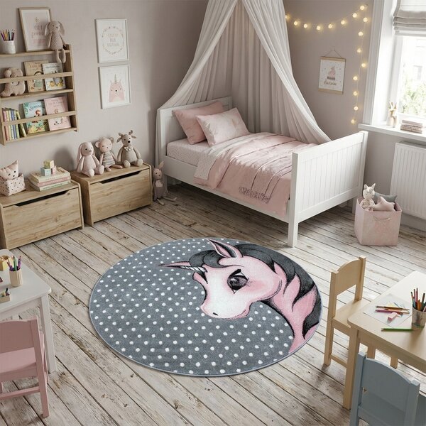 Ayyildiz, Dětský kusový koberec Kids 590 pink kruh, 120x120 (průměr) kruh, růžová, dětský pokoj