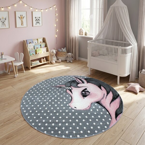 Ayyildiz, Dětský kusový koberec Kids 590 pink kruh, 120x120 (průměr) kruh, růžová, dětský pokoj