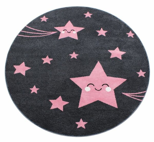 Ayyildiz, Dětský kusový koberec Kids 610 pink kruh, 120x120 (průměr) kruh, růžová, dětský pokoj