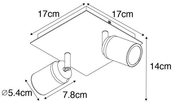 Chytré koupelnové bodové svítidlo bílé čtvercové 2-světelné IP44 vč. 2 Wifi GU10 50mm - Ducha