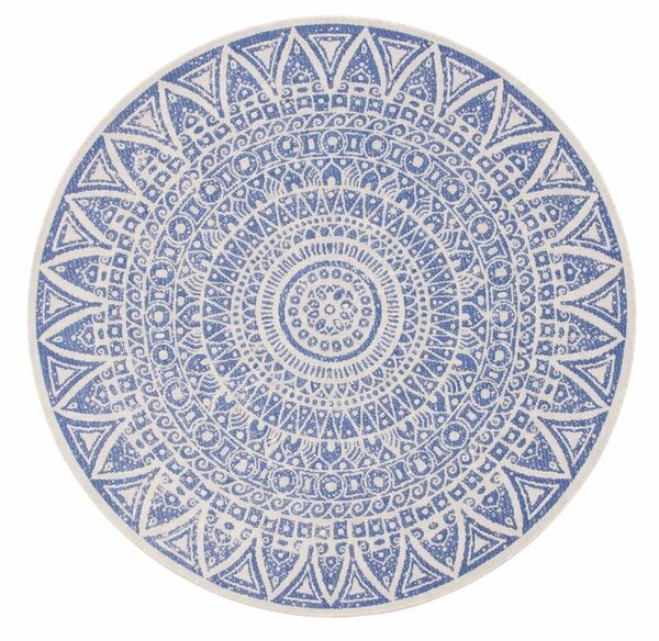 MK Original: Produkty s rodokmenem, Kusový koberec Mujkoberec Original Nora 104162 Blue Creme kruh – na ven i na doma, 140x140 (průměr) kruh, modrá, chodba / předsíň