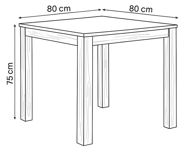 Vikio Jídelní stůl 80x80 cm masiv dub bílý povrchová úprava olejem AJS157D-80