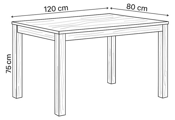 Vikio Jídelní stůl 120x80 cm masiv dub bílý povrchová úprava olejem AJS157D-120