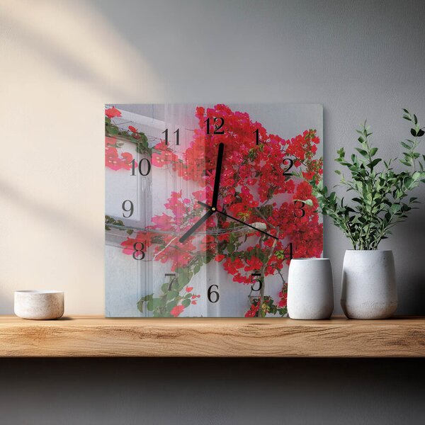 Skleněné hodiny na stěnu Květiny zskc-30x30-00176476