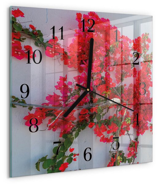 Skleněné hodiny na stěnu Květiny zskc-30x30-00176476