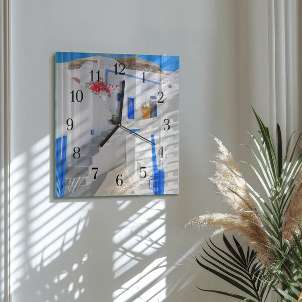 Skleněné hodiny na stěnu Santorini zskc-30x30-00176475