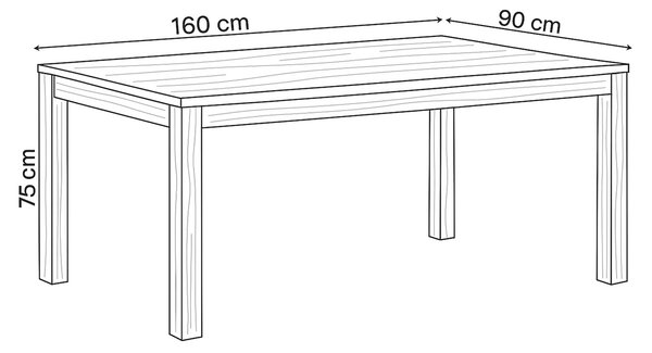 Vikio Jídelní stůl 160x90 cm masiv dub bílý povrchová úprava olejem AJS157D-160