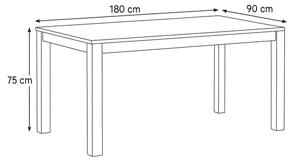 Vikio Jídelní stůl 180x90 cm masiv dub bílý povrchová úprava olejem AJS157D-180
