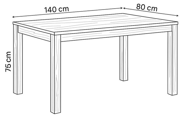 Vikio Jídelní stůl 140x80 cm masiv dub bílý povrchová úprava olejem AJS157D-140