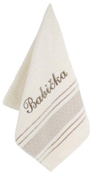 BELLATEX Froté ručník mozaika se jménem BABIČKA Krémová 50x100 cm