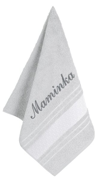 BELLATEX Froté ručník mozaika se jménem MAMINKA Šedá 50x100 cm