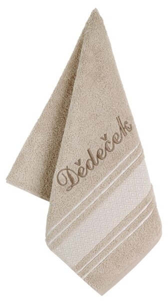 BELLATEX Froté ručník mozaika se jménem DĚDEČEK Béžová 50x100 cm