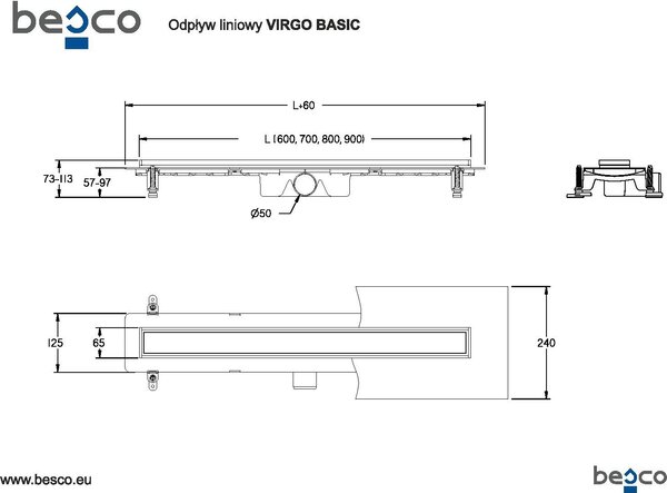 Odtokový žlab VIRGO BASIC DUO