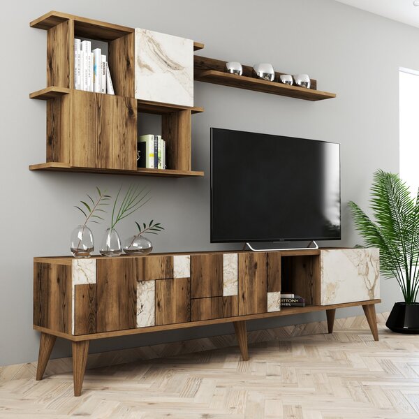 ASIR Televizní stolek MADRID bílá ořech