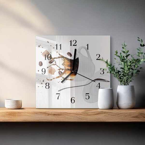 Skleněné hodiny na stěnu Pohár zskc-30x30-00176534