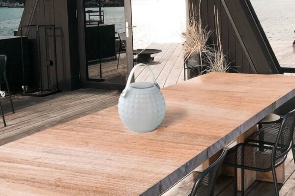 FANEUROPE FAN EUROPE Nabíjecí venkovní lampa Geco, bílá, LED 3 W, 240 lm, RGBW, stmívatelná, IP44, s reproduktorem a Bluetooth, vč. dálkového ovladač