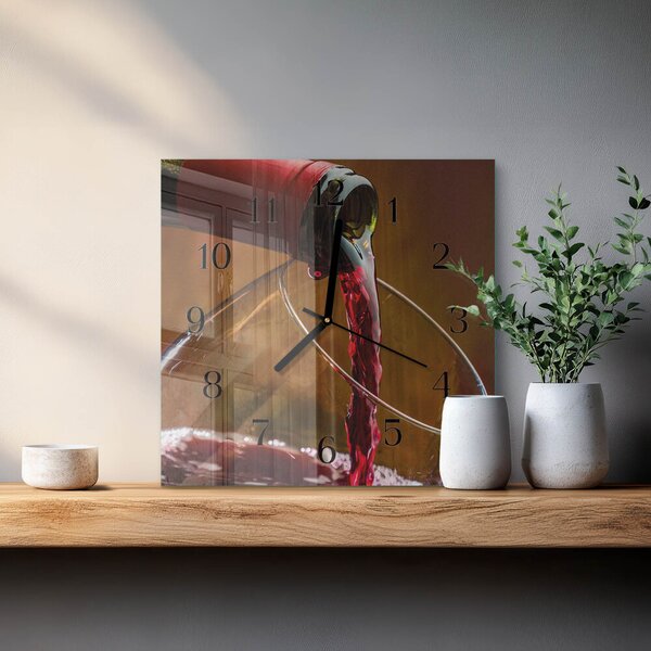 Skleněné hodiny na stěnu Víno zskc-30x30-00176541
