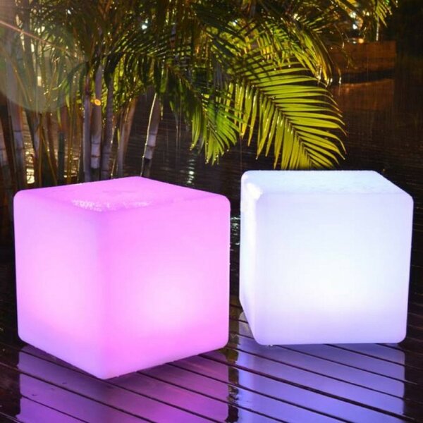 FANEUROPE FAN EUROPE Solární LED svítidlo Geco, bílé, 1 W, 90 lm, RGBW, stmívatelné, IP65, vč. dálk. ovl., 30 x 30 x 30 cm