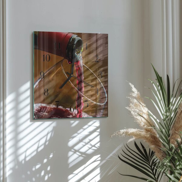 Skleněné hodiny na stěnu Víno zskc-30x30-00176541