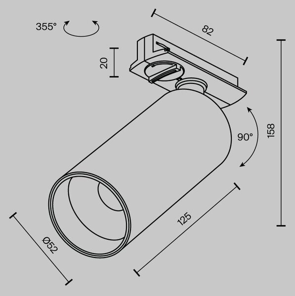 Maytoni Reflektorové LED svítidlo FOCUS zlatá 12W pro 1F systém UNITY, v. 15,8 cm, 3000K nestmívatelné